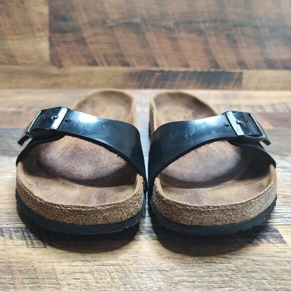 Birkenstock Women's Madrid Black Patent Leather Slide Sandals Size 38EU / 7 US - Picture 2 of 8